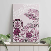 Polynesian Manta Ray Canvas Wall Art Pink Floral Turtle Tattoo - Polynesian Pride