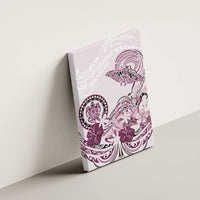 Polynesian Manta Ray Canvas Wall Art Pink Floral Turtle Tattoo - Polynesian Pride