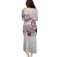 Polynesian Manta Ray Family Matching Puletasi and Hawaiian Shirt Pink Floral Turtle Tattoo - Polynesian Pride