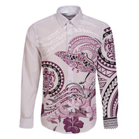 Polynesian Manta Ray Family Matching Short Sleeve Bodycon Dress and Hawaiian Shirt Pink Floral Turtle Tattoo - Polynesian Pride