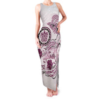 Polynesian Manta Ray Family Matching Tank Maxi Dress and Hawaiian Shirt Pink Floral Turtle Tattoo - Polynesian Pride
