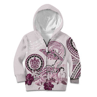 Polynesian Manta Ray Kid Hoodie Pink Floral Turtle Tattoo - Polynesian Pride