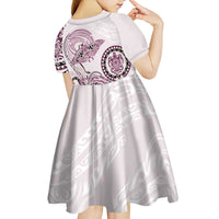 Polynesian Manta Ray Kid Short Sleeve Dress Pink Floral Turtle Tattoo - Polynesian Pride