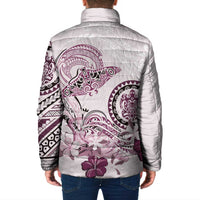 Polynesian Manta Ray Padded Jacket Pink Floral Turtle Tattoo - Polynesian Pride