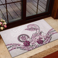 Polynesian Manta Ray Rubber Doormat Pink Floral Turtle Tattoo - Polynesian Pride