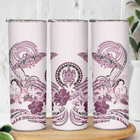 Polynesian Manta Ray Skinny Tumbler Pink Floral Turtle Tattoo LT9 - Polynesian Pride