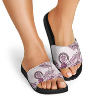 Polynesian Manta Ray Slide Sandals Pink Floral Turtle Tattoo LT9 - Polynesian Pride