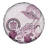 Polynesian Manta Ray Spare Tire Cover Pink Floral Turtle Tattoo - Polynesian Pride
