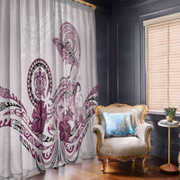 Polynesian Manta Ray Window Curtain Pink Floral Turtle Tattoo - Polynesian Pride
