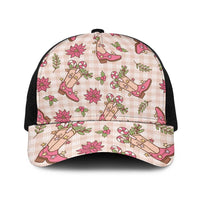 Beige Paniolo Palaka Hawaiian Cowgirl Christmas Baseball Net Cap - Polynesian Pride