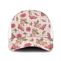 Beige Paniolo Palaka Hawaiian Cowgirl Christmas Baseball Net Cap LT9 One Size White Beige - Polynesian Pride