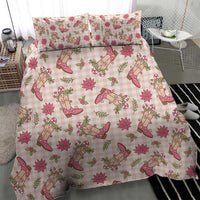 Beige Paniolo Palaka Hawaiian Cowgirl Christmas Bedding Set - Polynesian Pride