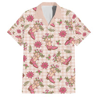Beige Paniolo Palaka Hawaiian Cowgirl Christmas Family Matching Off The Shoulder Long Sleeve Dress and Hawaiian Shirt - Polynesian Pride
