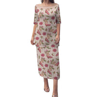 Beige Paniolo Palaka Hawaiian Cowgirl Christmas Family Matching Puletasi and Hawaiian Shirt - Polynesian Pride