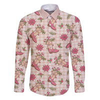 Beige Paniolo Palaka Hawaiian Cowgirl Christmas Family Matching Short Sleeve Bodycon Dress and Hawaiian Shirt - Polynesian Pride