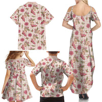 Beige Paniolo Palaka Hawaiian Cowgirl Christmas Family Matching Summer Maxi Dress and Hawaiian Shirt - Polynesian Pride