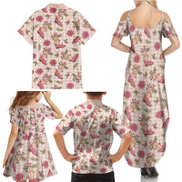 Beige Paniolo Palaka Hawaiian Cowgirl Christmas Family Matching Summer Maxi Dress and Hawaiian Shirt - Polynesian Pride