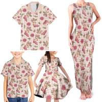 Beige Paniolo Palaka Hawaiian Cowgirl Christmas Family Matching Tank Maxi Dress and Hawaiian Shirt - Polynesian Pride