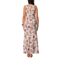 Beige Paniolo Palaka Hawaiian Cowgirl Christmas Family Matching Tank Maxi Dress and Hawaiian Shirt - Polynesian Pride