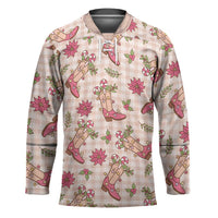 Beige Paniolo Palaka Hawaiian Cowgirl Christmas Hockey Jersey LT9 Unisex Beige - Polynesian Pride