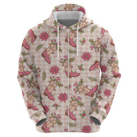 Beige Paniolo Palaka Hawaiian Cowgirl Christmas Hoodie - Polynesian Pride