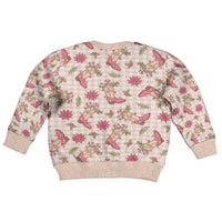 Beige Paniolo Palaka Hawaiian Cowgirl Christmas Kid Ugly Christmas Sweater - Polynesian Pride