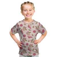 Beige Paniolo Palaka Hawaiian Cowgirl Christmas Kid T Shirt LT9 Beige - Polynesian Pride