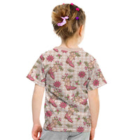 Beige Paniolo Palaka Hawaiian Cowgirl Christmas Kid T Shirt LT9 - Polynesian Pride