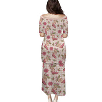 Beige Paniolo Palaka Hawaiian Cowgirl Christmas Puletasi - Polynesian Pride