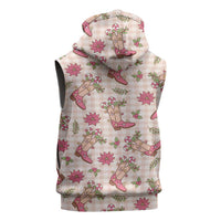 Beige Paniolo Palaka Hawaiian Cowgirl Christmas Sleeveless Hoodie - Polynesian Pride