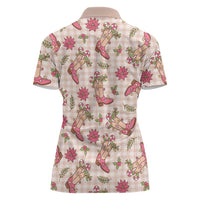 Beige Paniolo Palaka Hawaiian Cowgirl Christmas Women Polo Shirt - Polynesian Pride