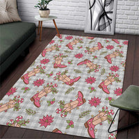Gray Paniolo Palaka Hawaiian Cowgirl Christmas Area Rug - Polynesian Pride