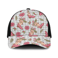 Gray Paniolo Palaka Hawaiian Cowgirl Christmas Baseball Net Cap - Polynesian Pride