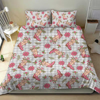 Gray Paniolo Palaka Hawaiian Cowgirl Christmas Bedding Set - Polynesian Pride