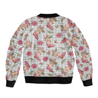 Gray Paniolo Palaka Hawaiian Cowgirl Christmas Bomber Jacket - Polynesian Pride