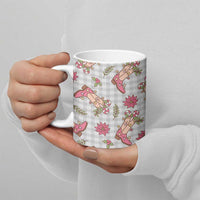 Gray Paniolo Palaka Hawaiian Cowgirl Christmas Ceramic Mug - Polynesian Pride