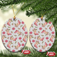 Gray Paniolo Palaka Hawaiian Cowgirl Christmas Ceramic Ornament - Polynesian Pride