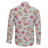 Gray Paniolo Palaka Hawaiian Cowgirl Christmas Family Matching Mermaid Dress and Hawaiian Shirt - Polynesian Pride