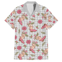 Gray Paniolo Palaka Hawaiian Cowgirl Christmas Family Matching Off Shoulder Maxi Dress and Hawaiian Shirt - Polynesian Pride