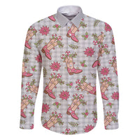 Gray Paniolo Palaka Hawaiian Cowgirl Christmas Family Matching Puletasi and Hawaiian Shirt - Polynesian Pride