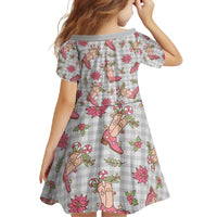 Gray Paniolo Palaka Hawaiian Cowgirl Christmas Family Matching Short Sleeve Bodycon Dress and Hawaiian Shirt - Polynesian Pride