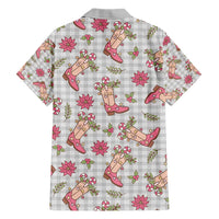Gray Paniolo Palaka Hawaiian Cowgirl Christmas Family Matching Short Sleeve Bodycon Dress and Hawaiian Shirt - Polynesian Pride