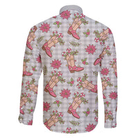 Gray Paniolo Palaka Hawaiian Cowgirl Christmas Family Matching Short Sleeve Bodycon Dress and Hawaiian Shirt - Polynesian Pride