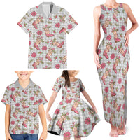 Gray Paniolo Palaka Hawaiian Cowgirl Christmas Family Matching Tank Maxi Dress and Hawaiian Shirt - Polynesian Pride