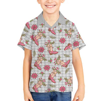 Gray Paniolo Palaka Hawaiian Cowgirl Christmas Hawaiian Shirt LT9 - Polynesian Pride
