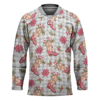 Gray Paniolo Palaka Hawaiian Cowgirl Christmas Hockey Jersey LT9 Unisex Gray - Polynesian Pride