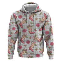 Gray Paniolo Palaka Hawaiian Cowgirl Christmas Hoodie - Polynesian Pride