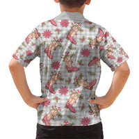 Gray Paniolo Palaka Hawaiian Cowgirl Christmas Kid Hawaiian Shirt - Polynesian Pride