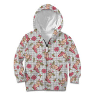 Gray Paniolo Palaka Hawaiian Cowgirl Christmas Kid Hoodie - Polynesian Pride
