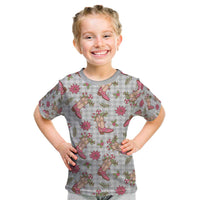 Gray Paniolo Palaka Hawaiian Cowgirl Christmas Kid T Shirt LT9 Gray - Polynesian Pride